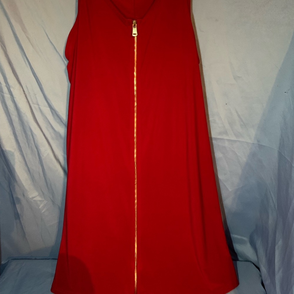 Red pimc zip front dress